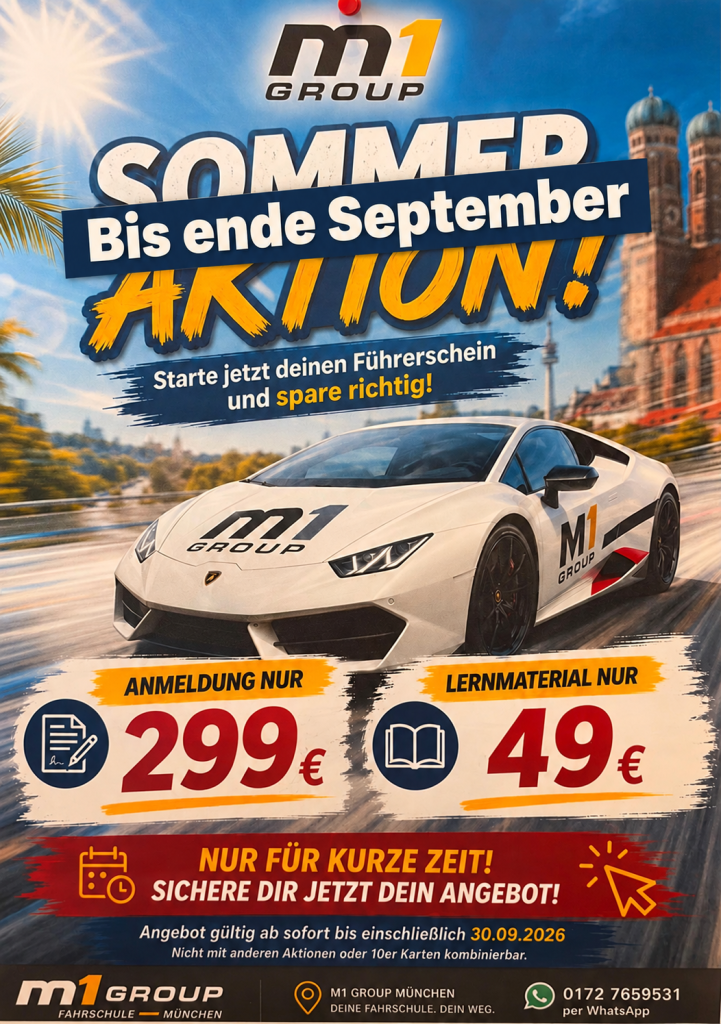 M1 Group Aktion bis 30. September 2026: Anmeldung 299 Euro, Lernmaterial 49 Euro.